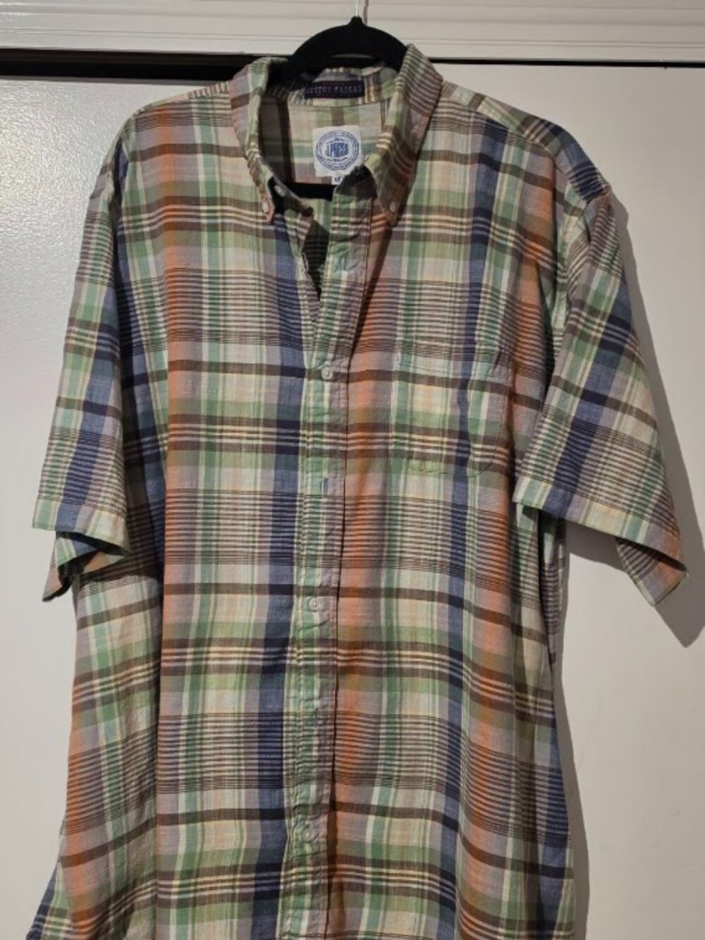 J. Press Men's Short Sleeve Madras Plaid Shirt, XXL